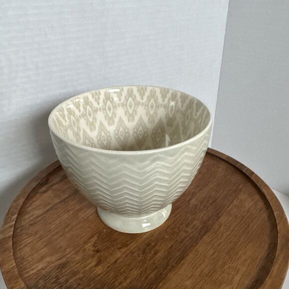 2 Signature Housewares Footed Stoneware 14 oz Mugs Diamonds Dots Lines & Zigzags - Picture 15 of 16